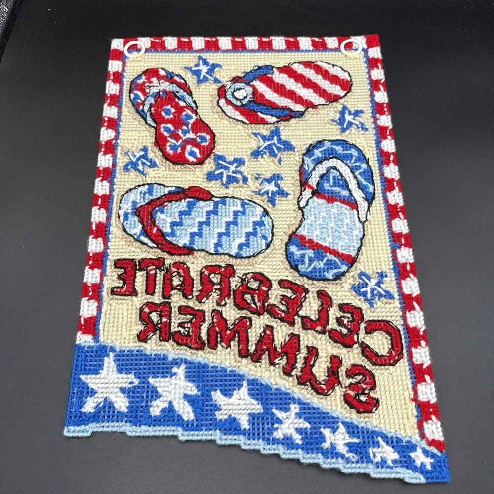 Plastic Canvas July Wall Decor Completed Independence Day 12 X 18